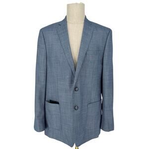 TALLIA Men’s Light Blue Woven Sportcoat Jacket 46L Single Breasted